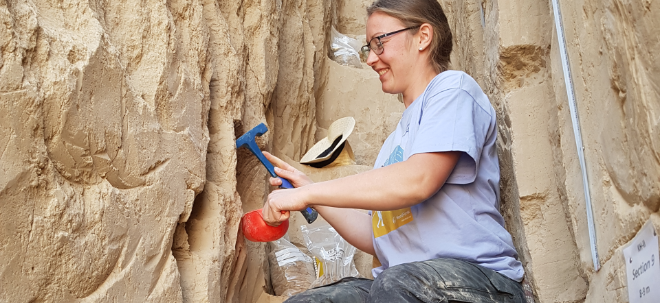 Uppsala PhD student Ramona Schneider collecting samples