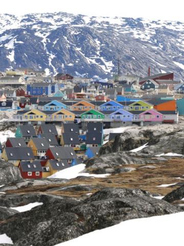 arctic greenland city houses colours winter