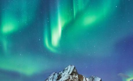 Northern lights over Lofoten, Norway.