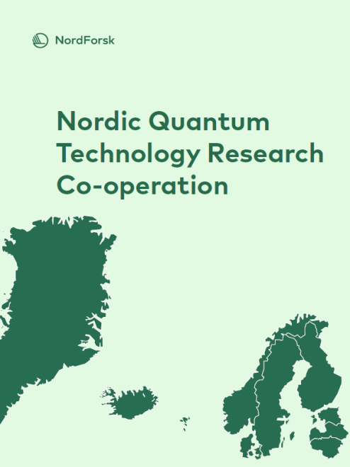 Forside af rapporten Nordic Quantum Technology Research Co-operation i grønne farver.