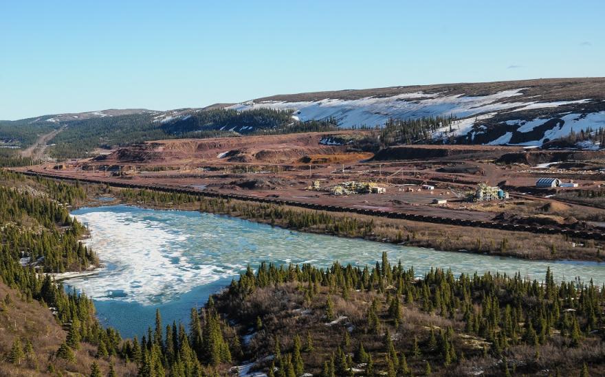 Former ore loading area for the Schefferville iron ore mine at the border between Quebec and Labrador, Canada.