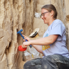 Uppsala PhD student Ramona Schneider collecting samples
