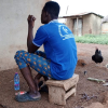 Practicing interviews in Ghana. Photo credit: Cathrine Talleraas Woman interviewing a man.